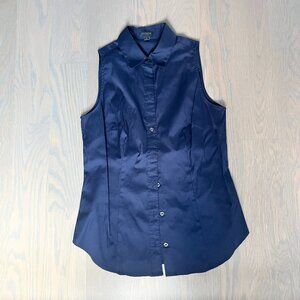 Ann Taylor Sleeveless Navy Button-Up Blouse – Size 2